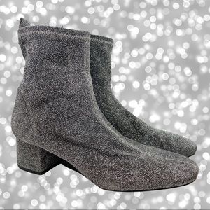Grey sparkle space age stretch boots 8